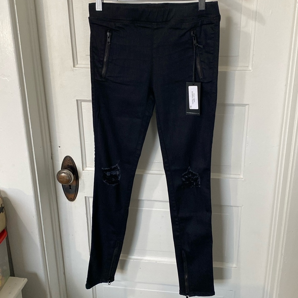 Black Orchid - NWT Black Zipper Stretch Leggings Sz 26 - Waist 27"